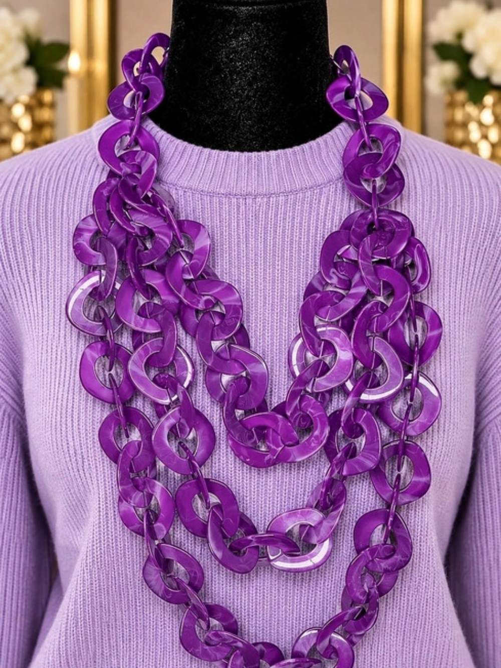 Layered Statement Necklace in Purple